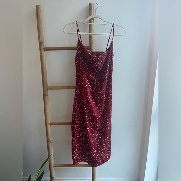 Missguided Red Polka Dot Cami Cowl Neck Midi Dress, Size 4 - Picture 4 of 5